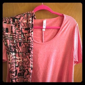 LuLaRoe Xl Perfect T heather pink and TC leggings